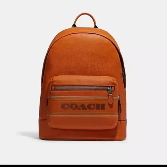 Brand New Coach West Backpack with Coach Stripe in Canyon Coach West Backpack In Signature Canvas With Varsity Stripe  main image 3
